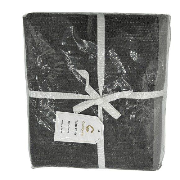 Comfy-Co Farmhouse Tablecloth‎ 100% Cotton Table Cover Grey Linen LookNEW - Picture 1 of 4